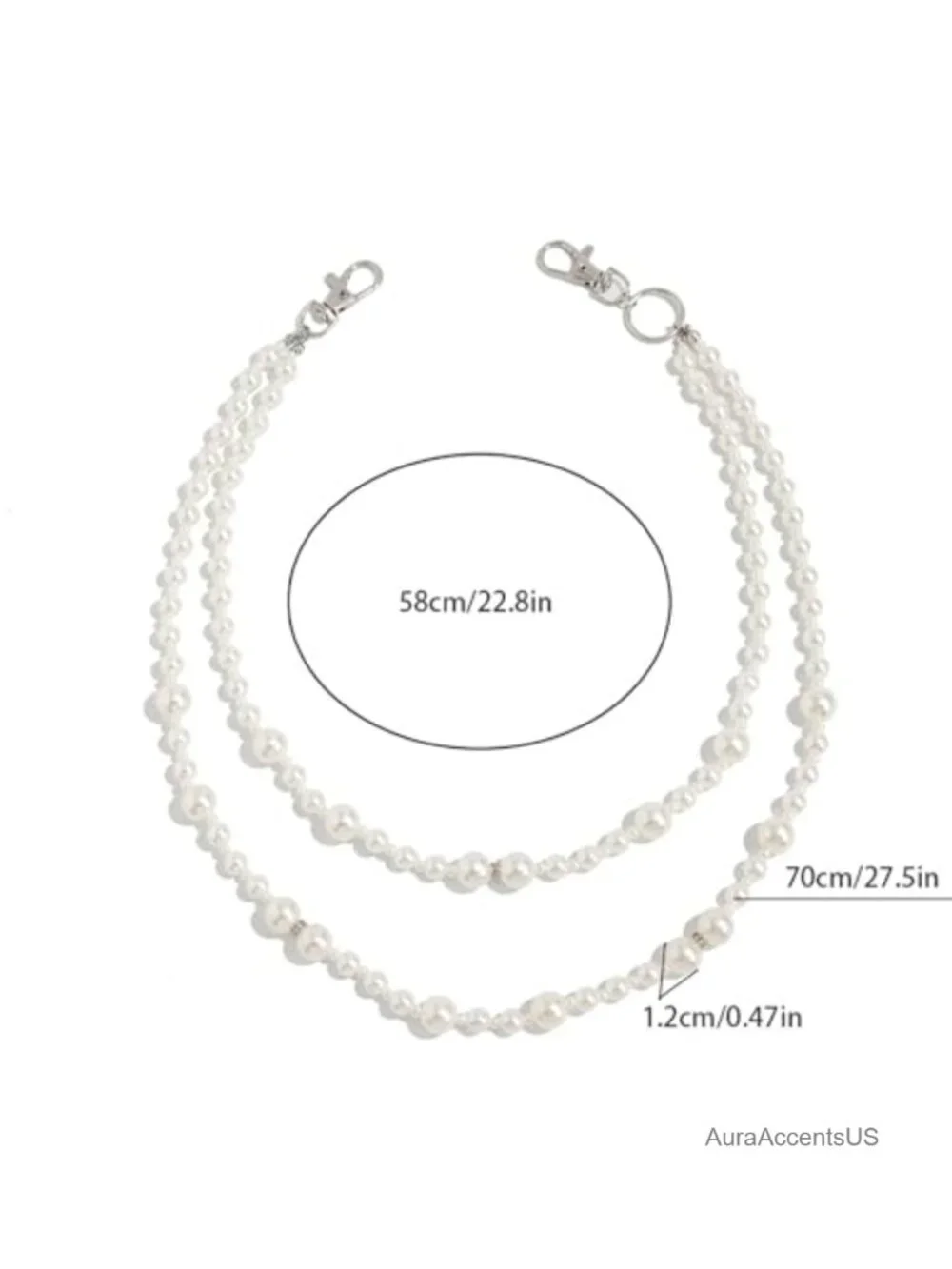 White Pearl Layers Rhinestone Chain Wallet Pants Chain for Men Women